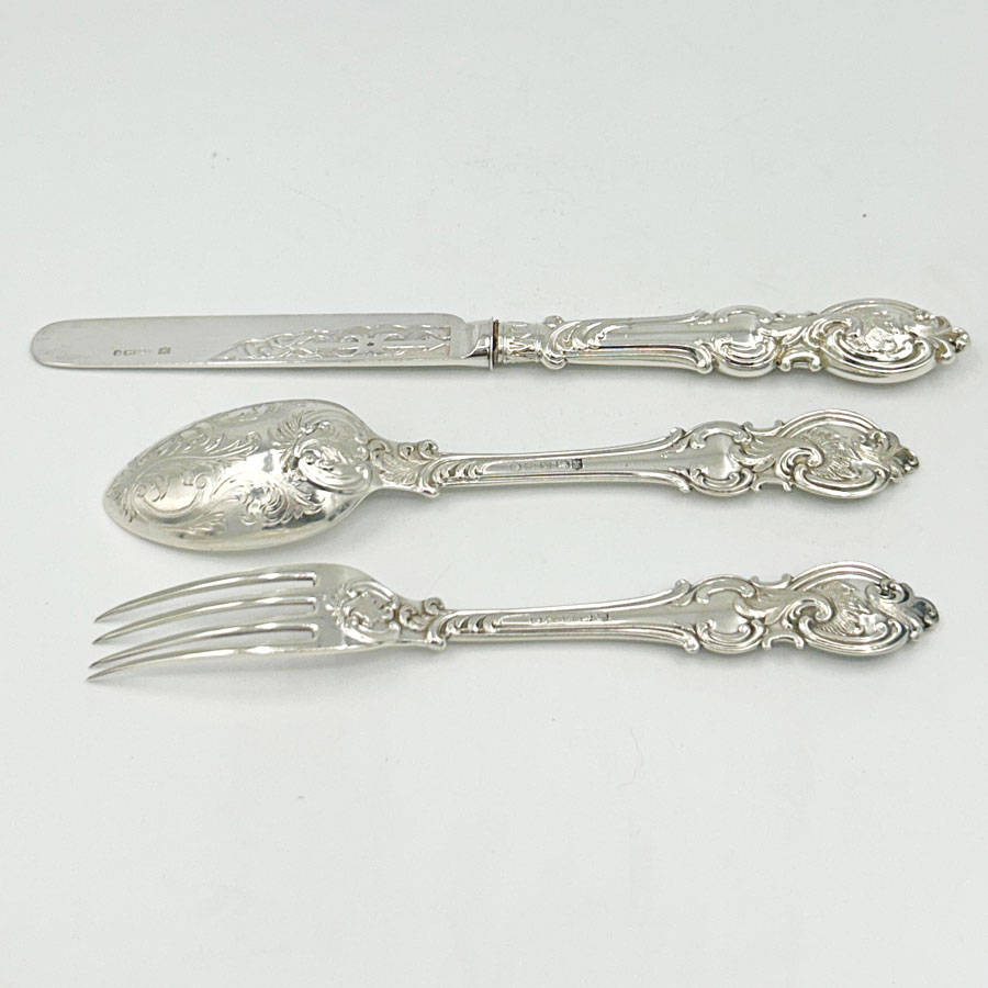 Hallmarked Silver Christening Boxed Set Martin Hall Sheffield 1879