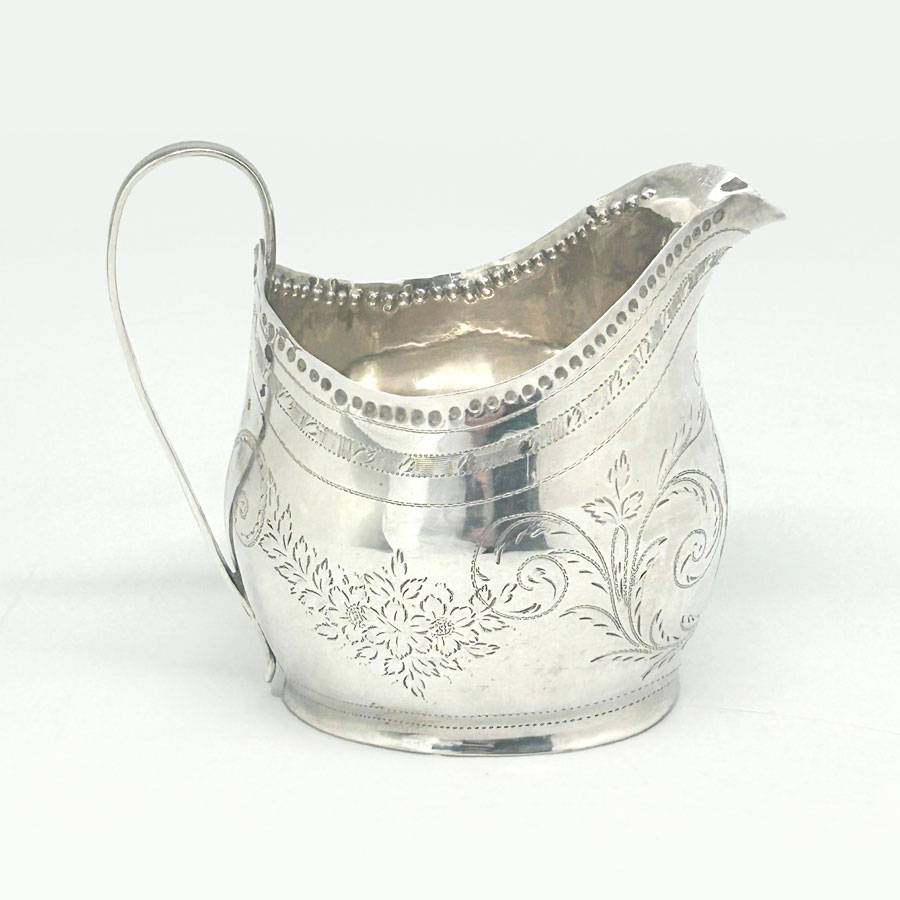 Hallmarked Silver Milk Jug Bright Cut London 1805 - Bateman