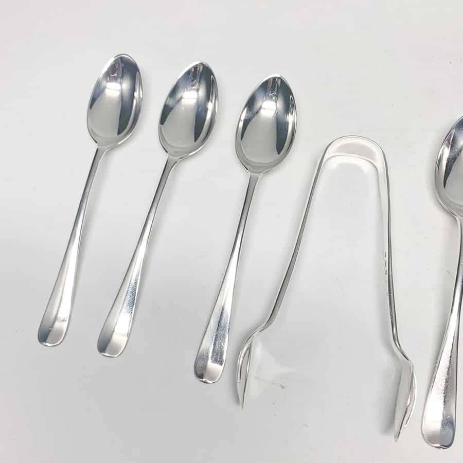 Hallmarked Silver Rat Tail Tea Spoon Set Birmingham 1924