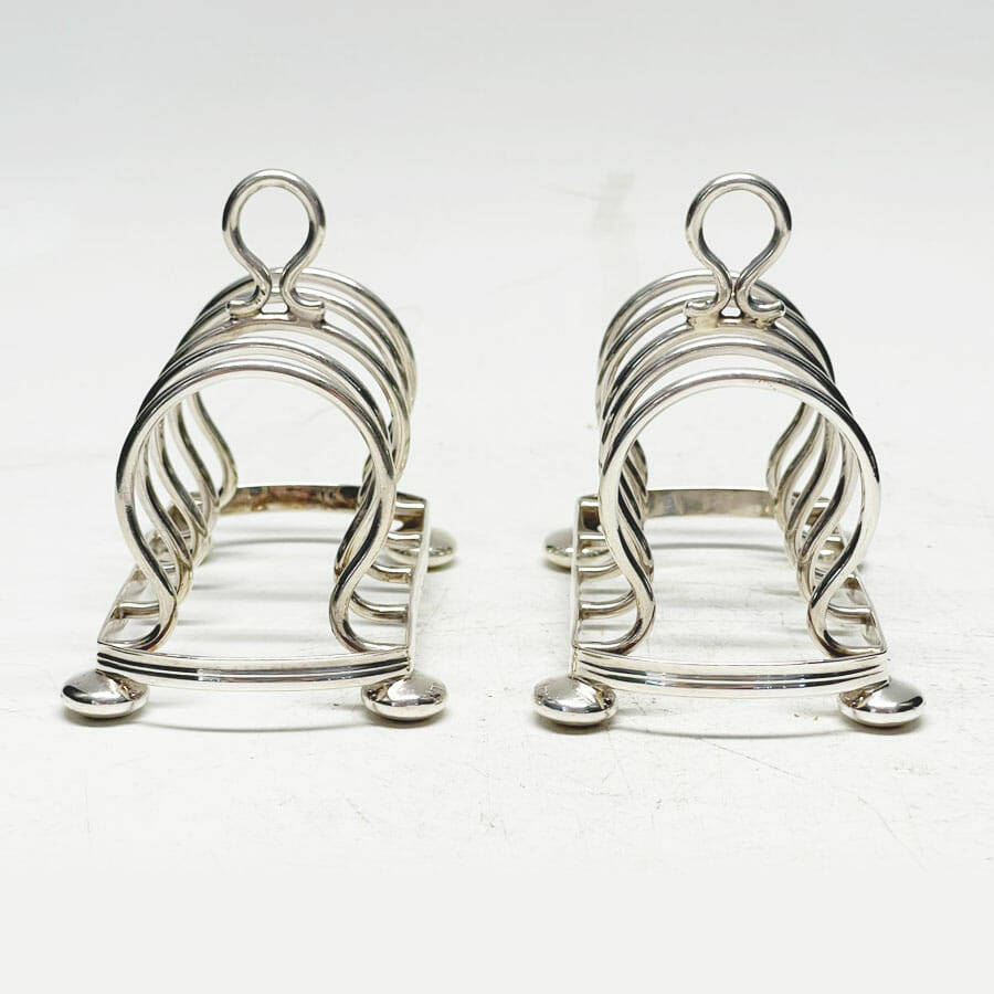 Hallmarked Silver Pair Melba Toast Racks Birm 1930