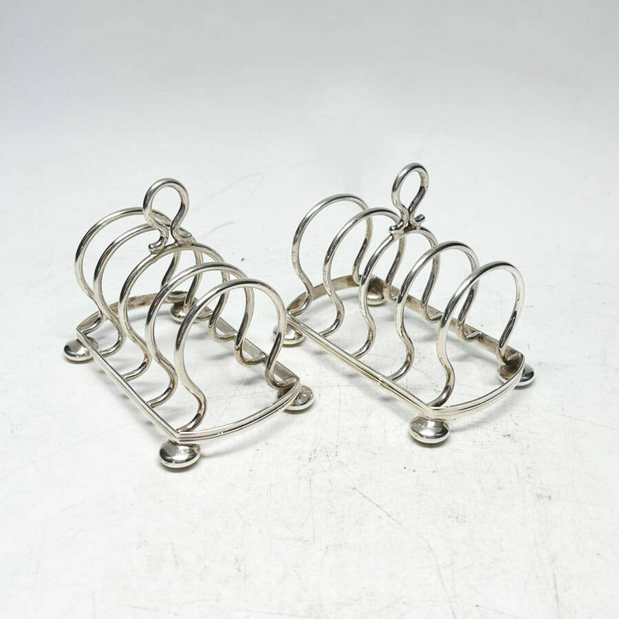 Hallmarked Silver Pair Melba Toast Racks Birm 1930