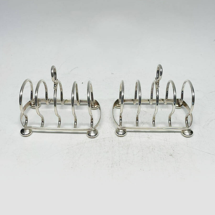 Hallmarked Silver Pair Melba Toast Racks Birm 1930