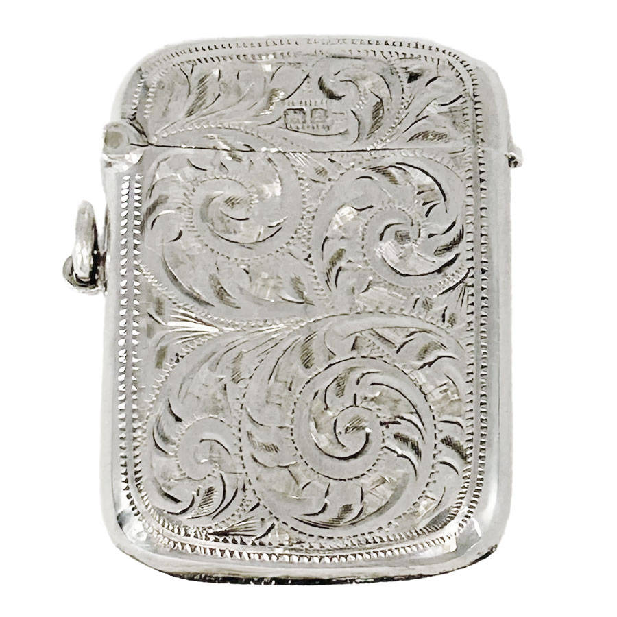 Hallmarked Silver Vesta Case Floral Chased Birm 1905