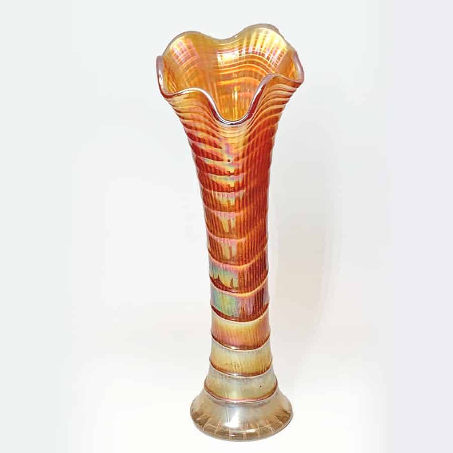 Imperial Carnival Glass Marigold Ripple Swung Vase C1920
