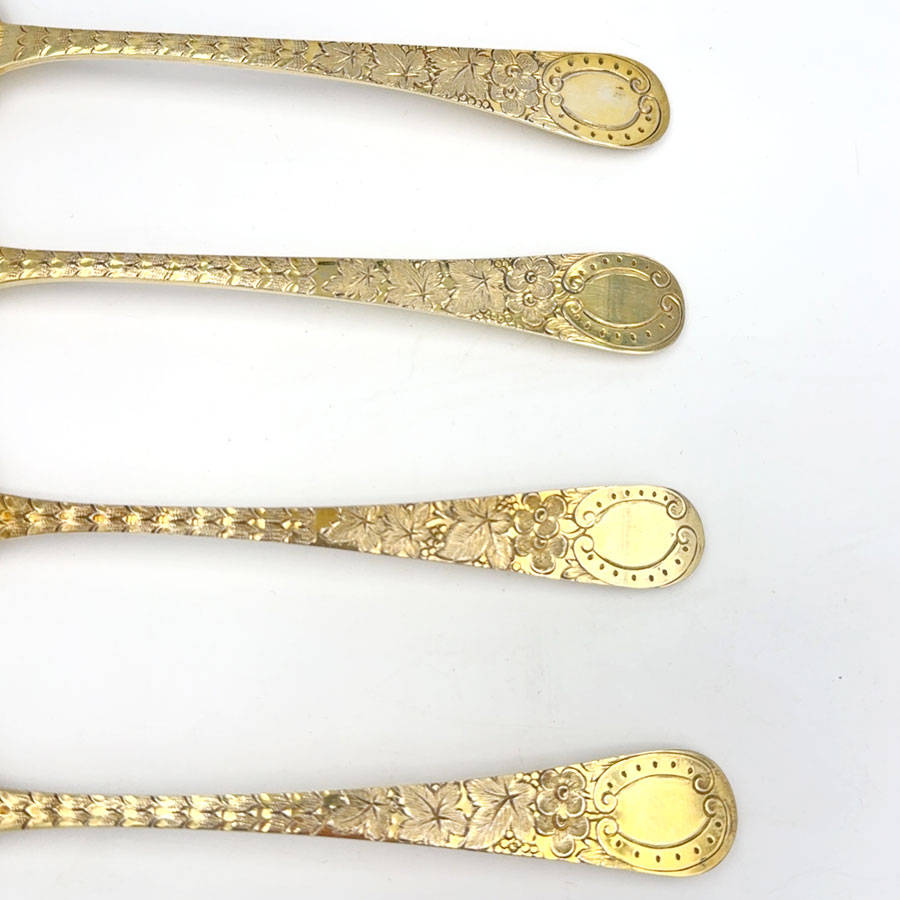 Irish Silver Set Of Four Gilded Berry Spoons Dublin 1805 John Power