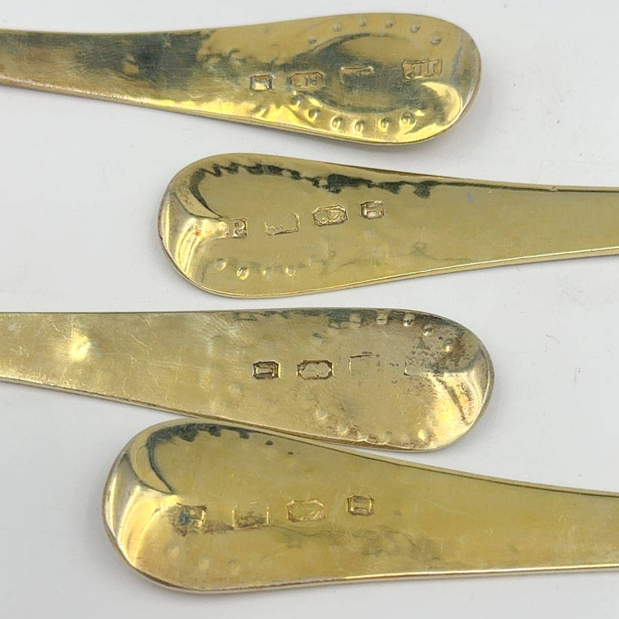 Irish Silver Set Of Four Gilded Berry Spoons Dublin 1805 John Power