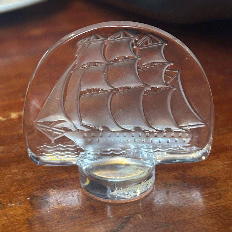Lalique Frosted And Clear Crystal Caravelle Ship Seal 20th