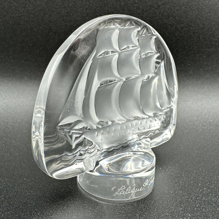 Lalique Frosted And Clear Crystal Caravelle Ship Seal 20th