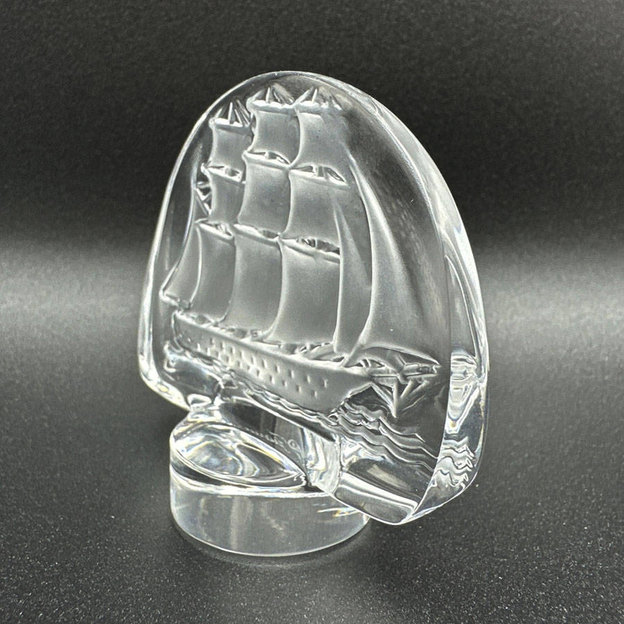Lalique Frosted And Clear Crystal Caravelle Ship Seal 20th