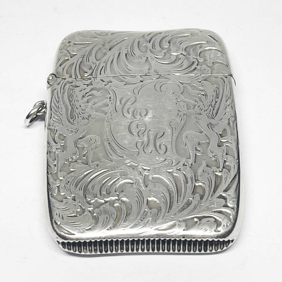 Large Embossed Silver Vesta Case