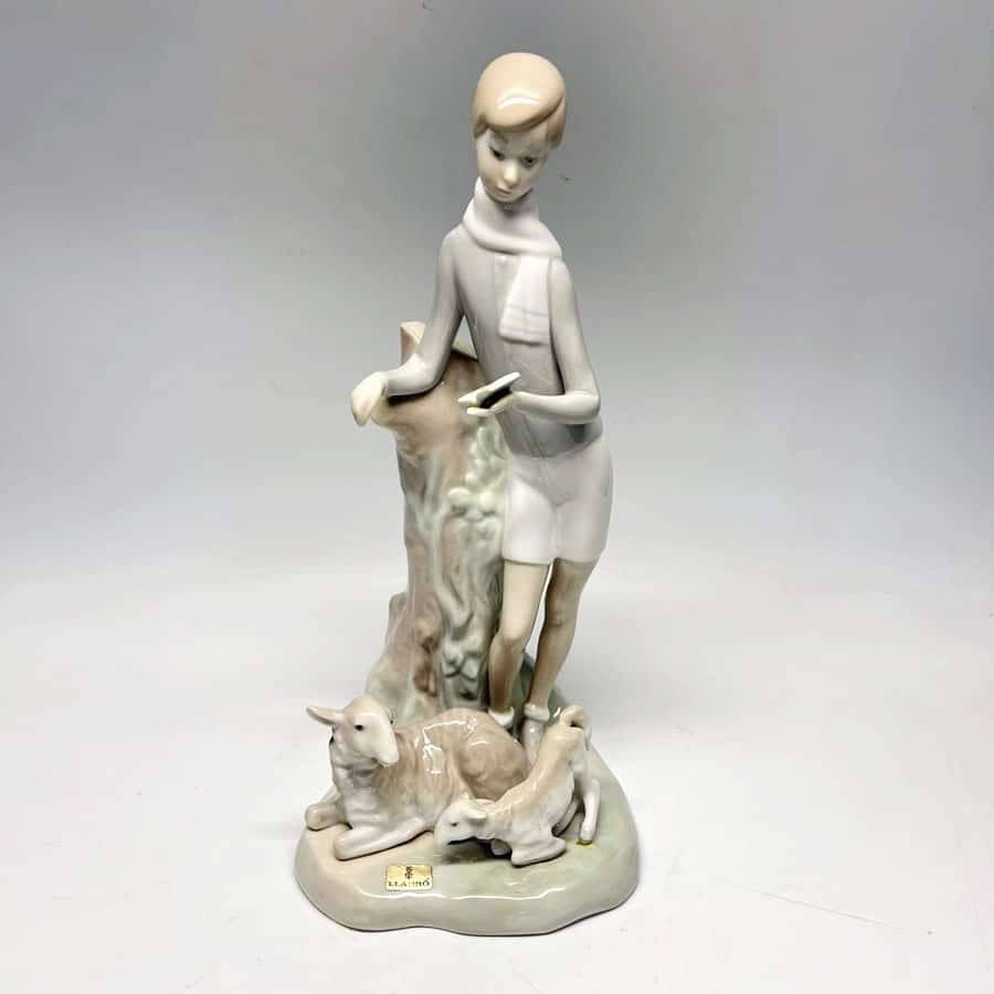 Lladro Boy Reading With Sheep and Lamb 4509