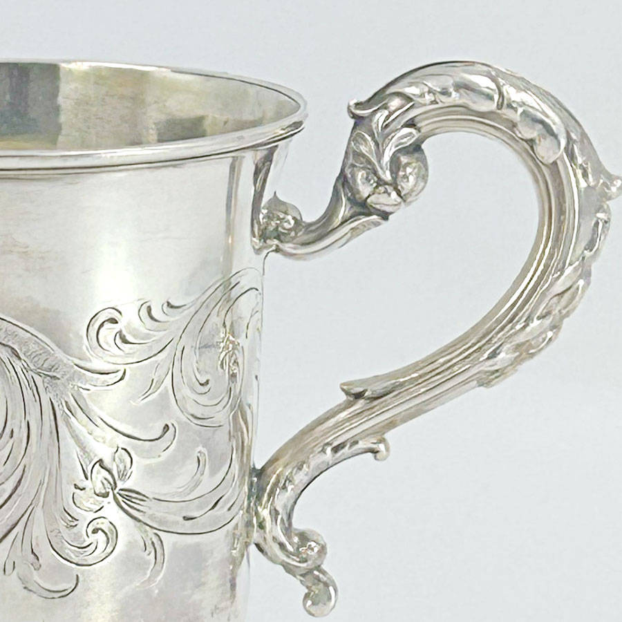 London 1840 Hallmarked Silver Christening Mug Henry Wilkinson