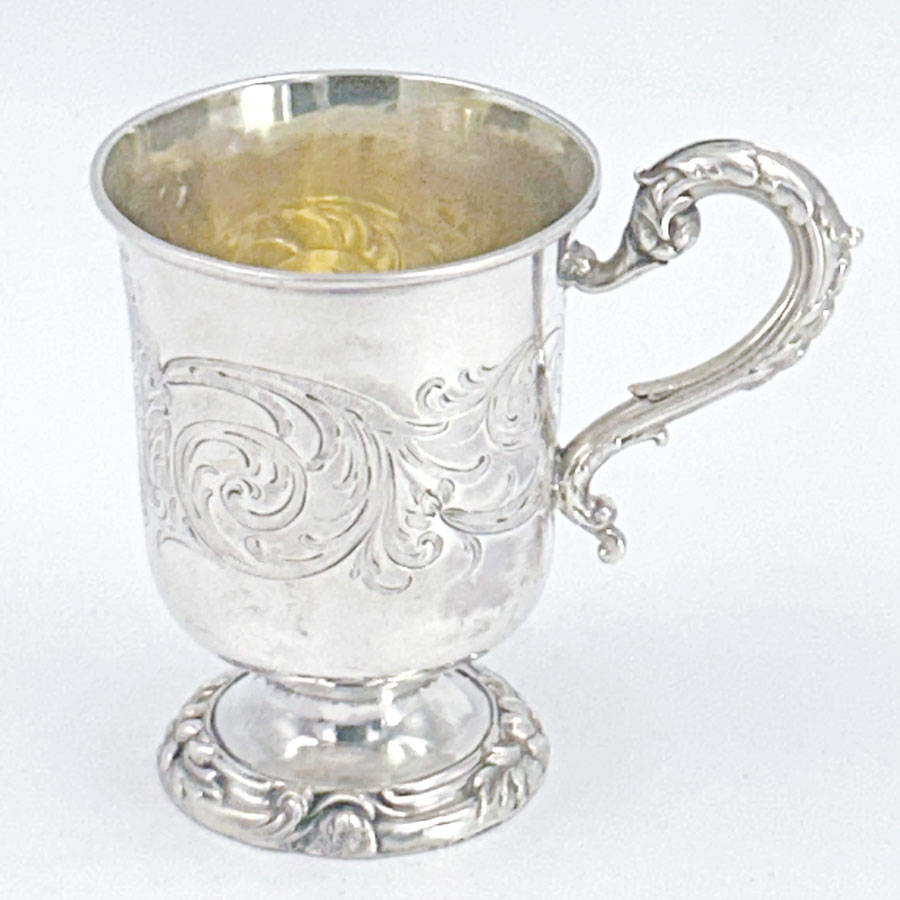 London 1840 Hallmarked Silver Christening Mug Henry Wilkinson