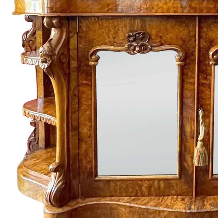 Magnificent Victorian Marble Topped Burr Walnut Chiffonier