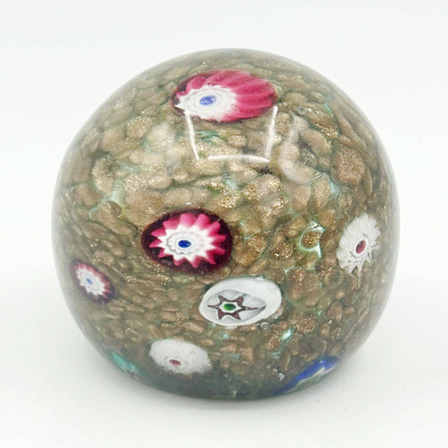 Murano Millefiori Art Glass Paperweight Toso 20th