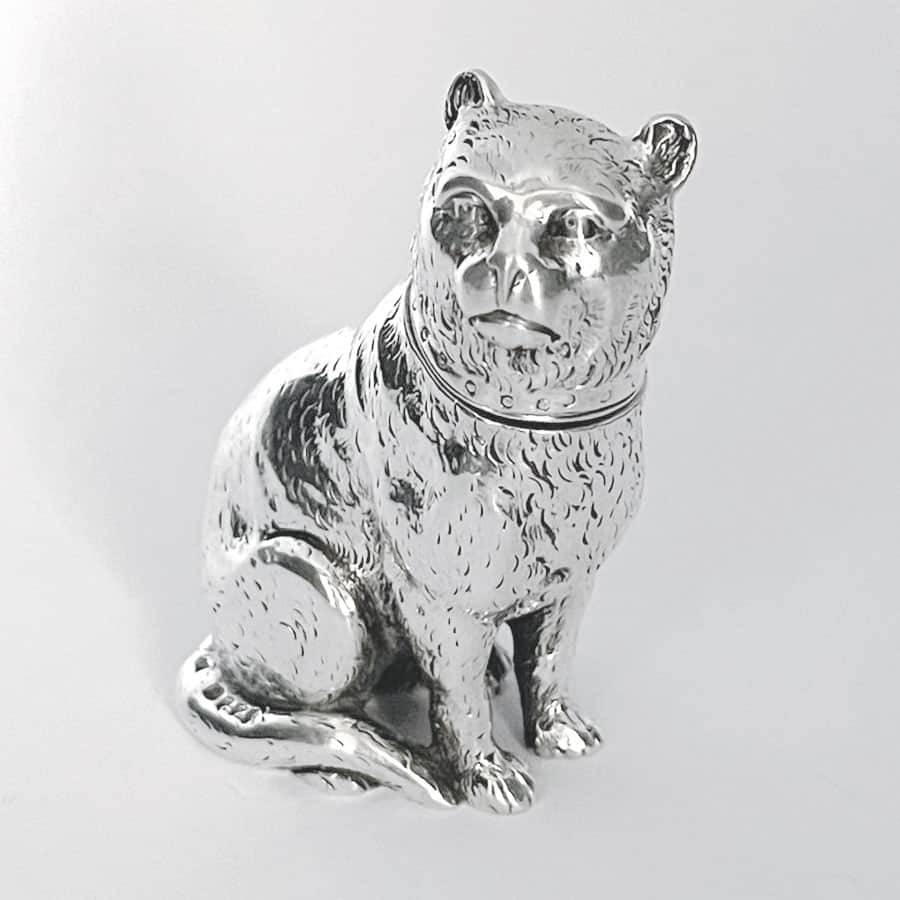 Rare Victorian Cast Silver Novelty Cat Pepperrette London 1877 Edward Stockwell
