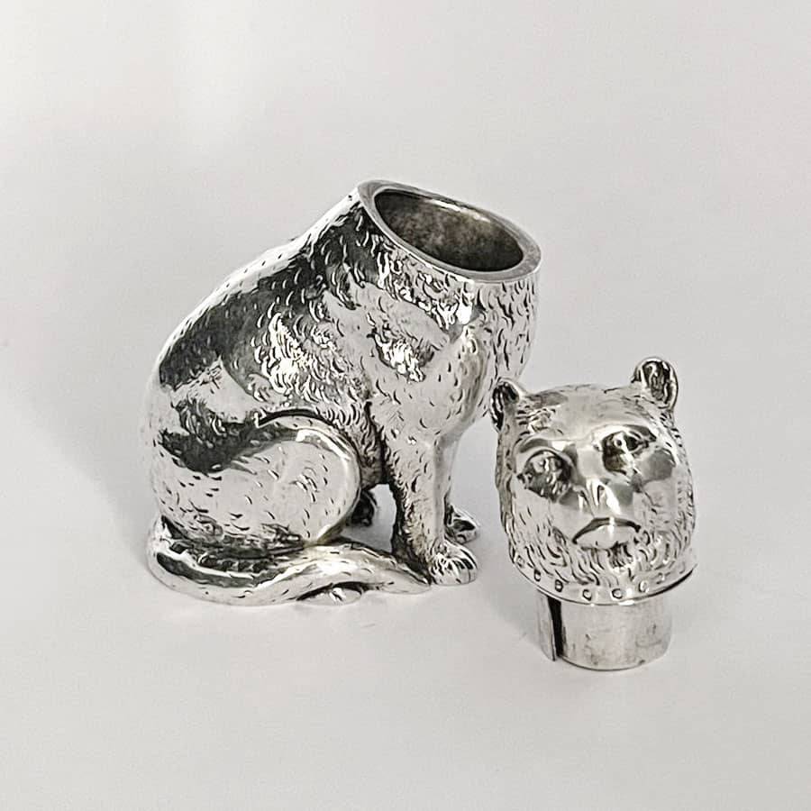 Rare Victorian Cast Silver Novelty Cat Pepperrette London 1877 Edward Stockwell