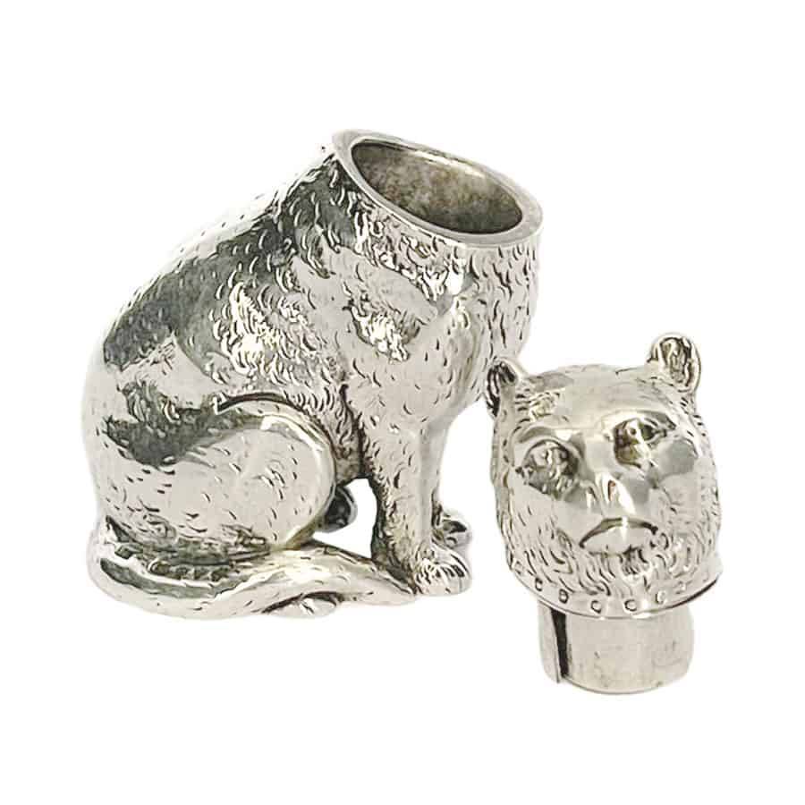 Rare Victorian Cast Silver Novelty Cat Pepperrette London 1877 Edward Stockwell