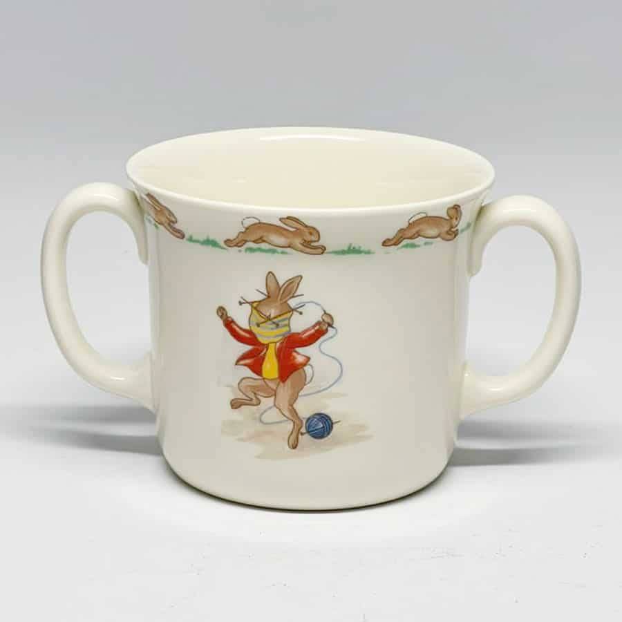 Royal Doulton Knitting Bunnykins Double Handled Mug