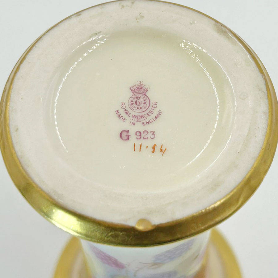 Royal Worcester Trumpet Vase Hand Painted Blackberries By Kitty Blake 1897