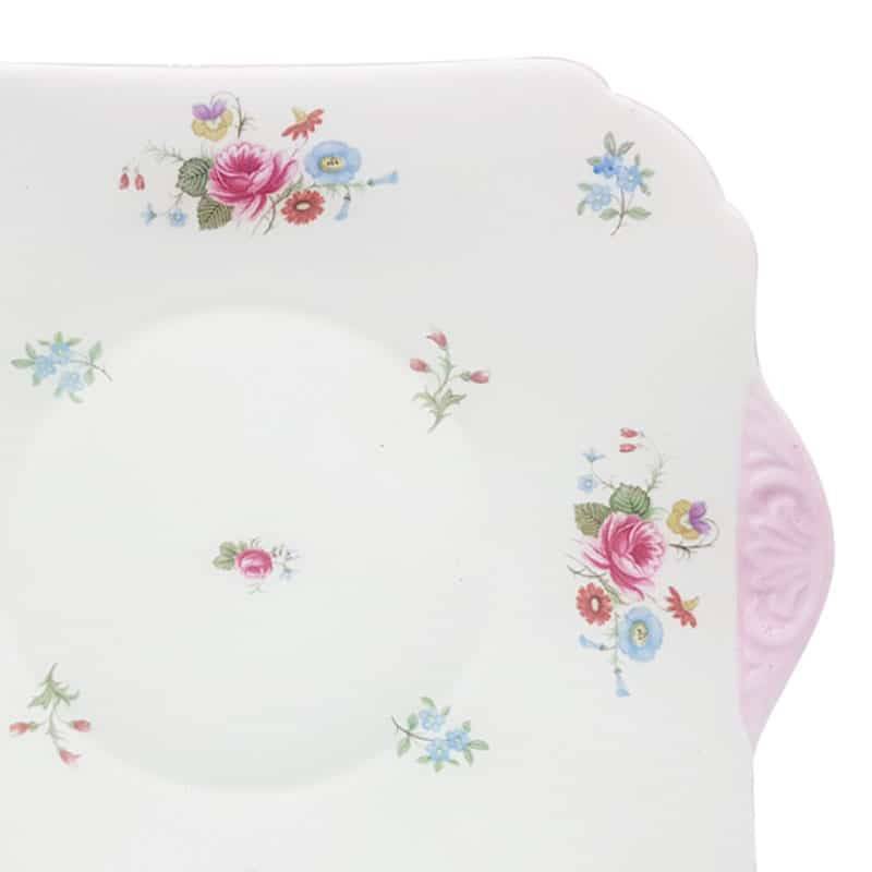 Shelley Pink Flower Cake Plate