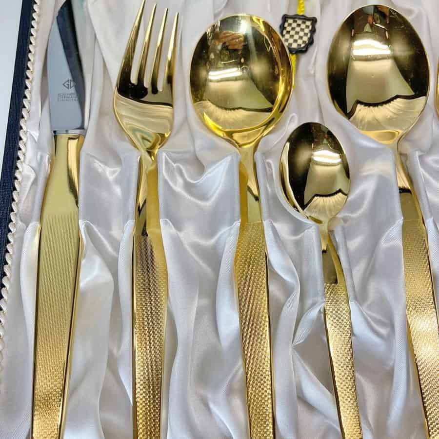 Solingen Germany 24k Gold Plated 7 Piece Table Setting