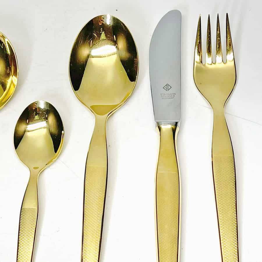 Solingen Germany 24k Gold Plated 7 Piece Table Setting