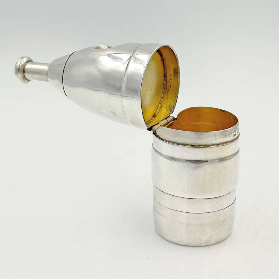 Victorian Hallmarked Silver Novelty Bottle Shaped Cigar Cutter Chester 1895