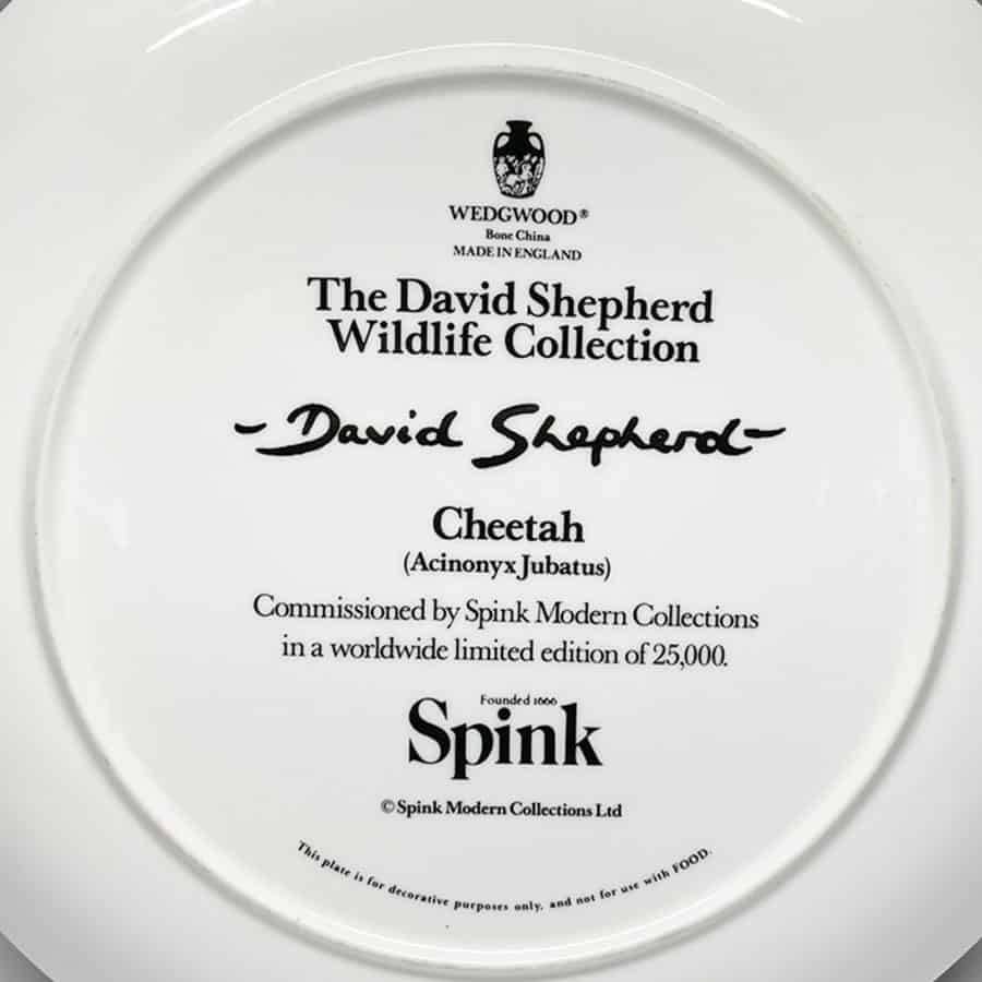 Wedgwood David Shepherd Cheetah Wildlife Collection Plate