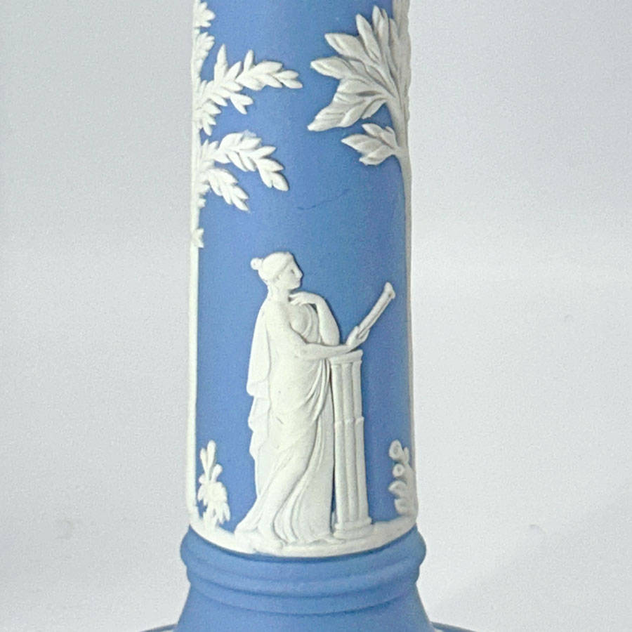 Wedgwood Blue Jasperware Pair Candlesticks