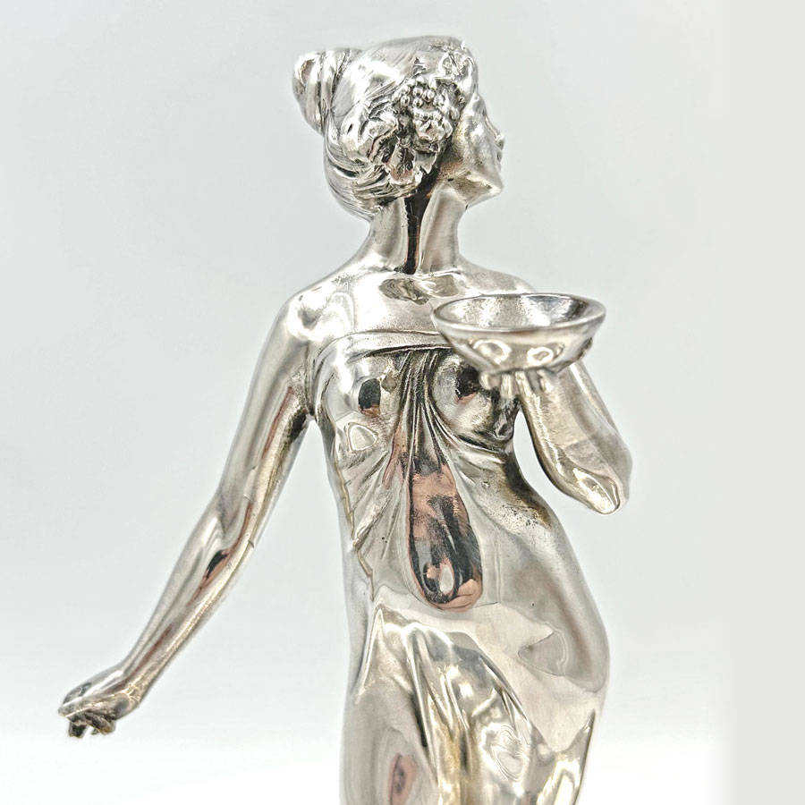 WMF Silvered Art Nouveau Maiden Card Tray C1910