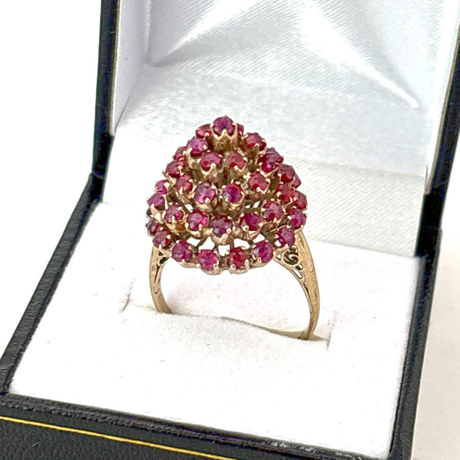 14ct Gold Ruby Cluster Cocktail Ring