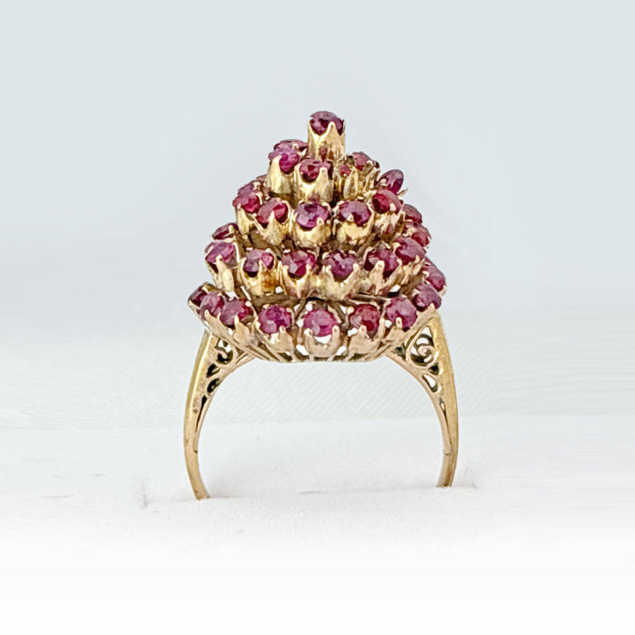 14ct Gold Ruby Cluster Cocktail Ring