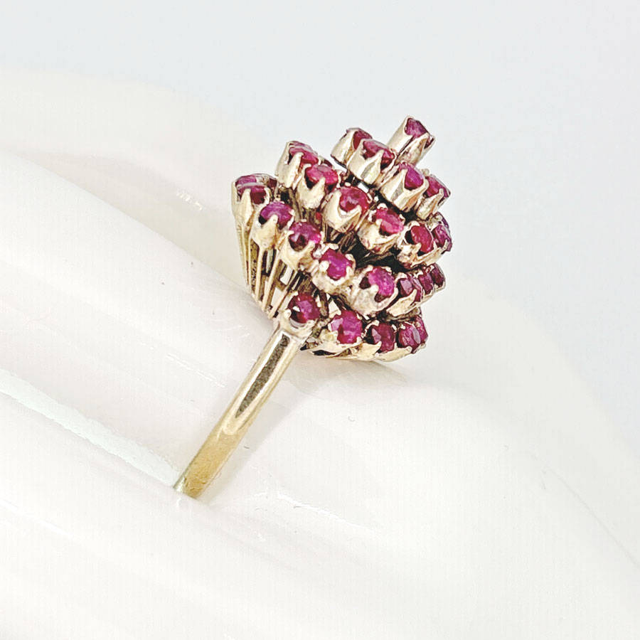 14ct Gold Ruby Cluster Cocktail Ring