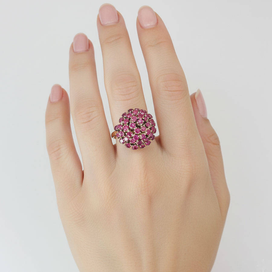 14ct Gold Ruby Cluster Cocktail Ring