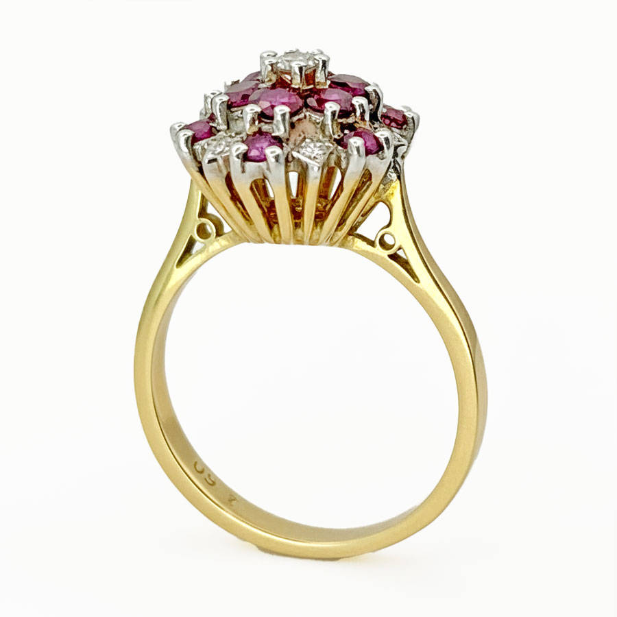 18ct Gold Ruby And Diamond Cluster Ring