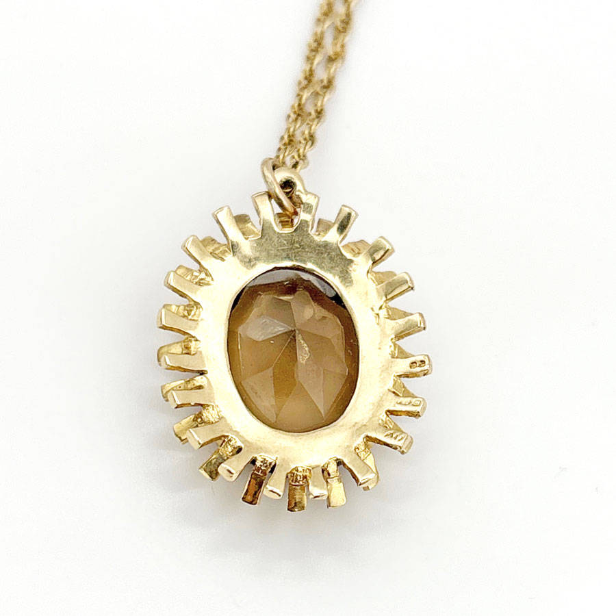 9ct Gold Smokey Topaz Pendant and Chain