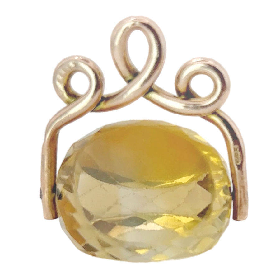 9ct Rose Gold Swivel Citrine Fob Seal