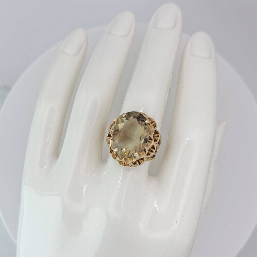 9ct Gold Smokey Topaz Ring Set In