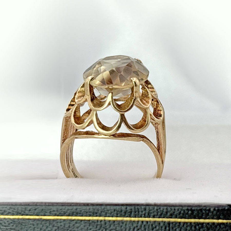 9ct Gold Smokey Topaz Ring Set In