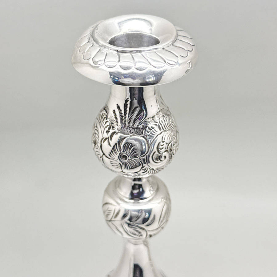 Hallmarked Silver Edward VII Pair Shabbat Candlesticks London 1915