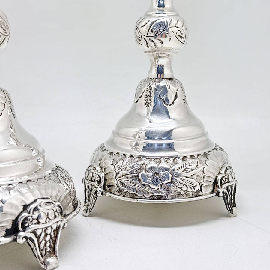 Hallmarked Silver Edward VII Pair Shabbat Candlesticks London 1915