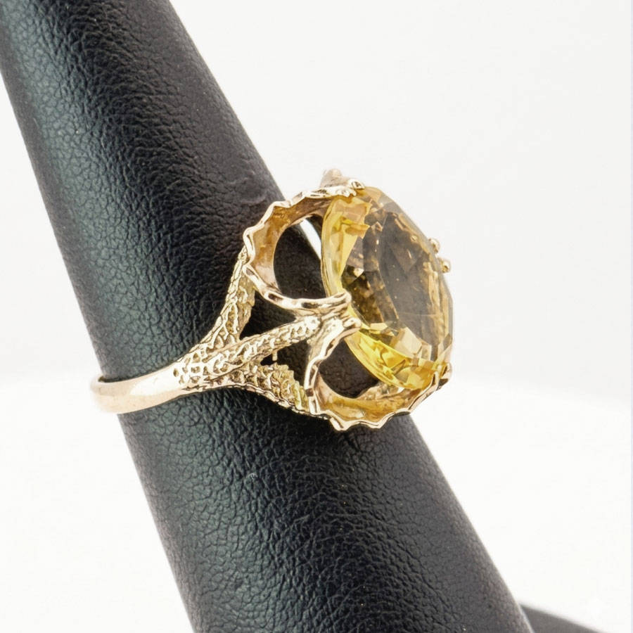 9ct Gold Smokey Topaz Cocktail Ring C1940