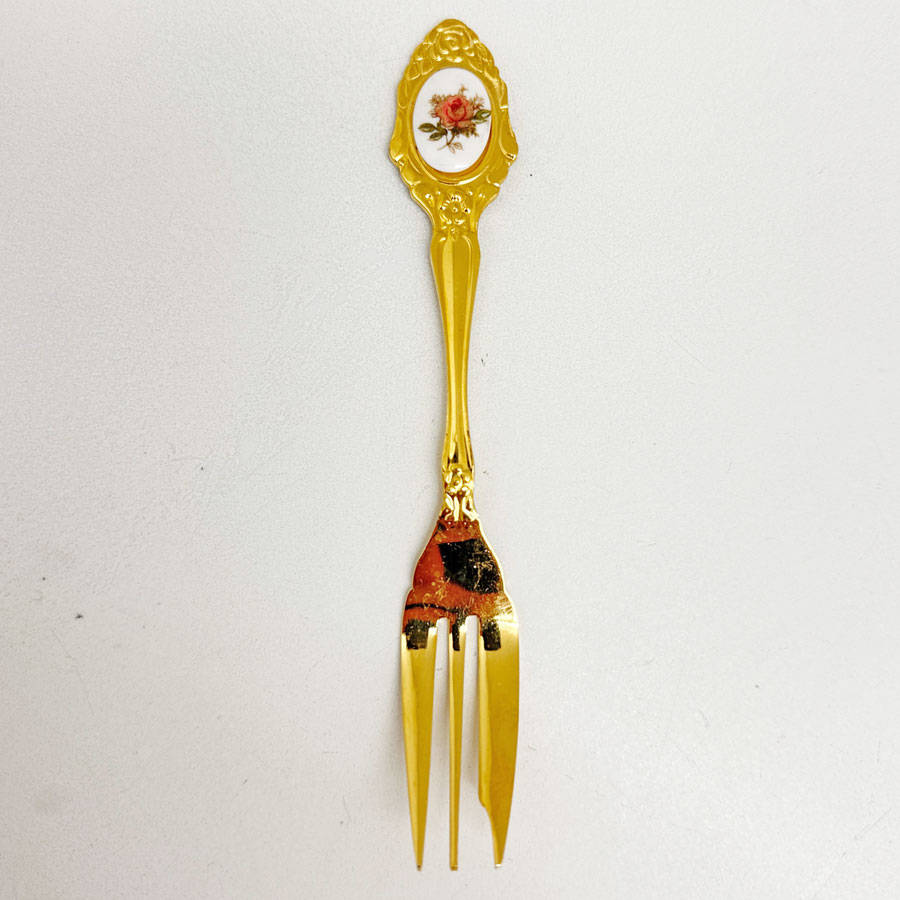 Eetrite 24ct Gold Plated Royal Albert Dark Rose Tea and Cake Fork Set