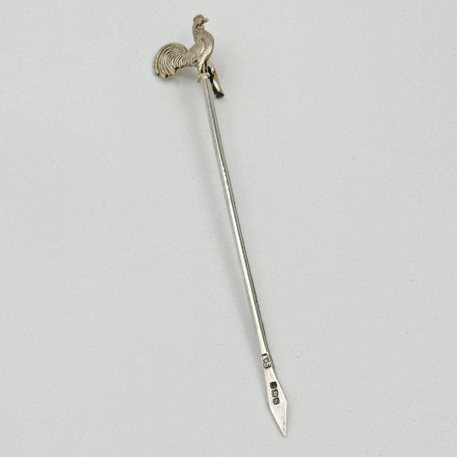 Hallmarked Silver Boxed Set Rooster Cocktail Sticks Birmingham 1936 Art Deco