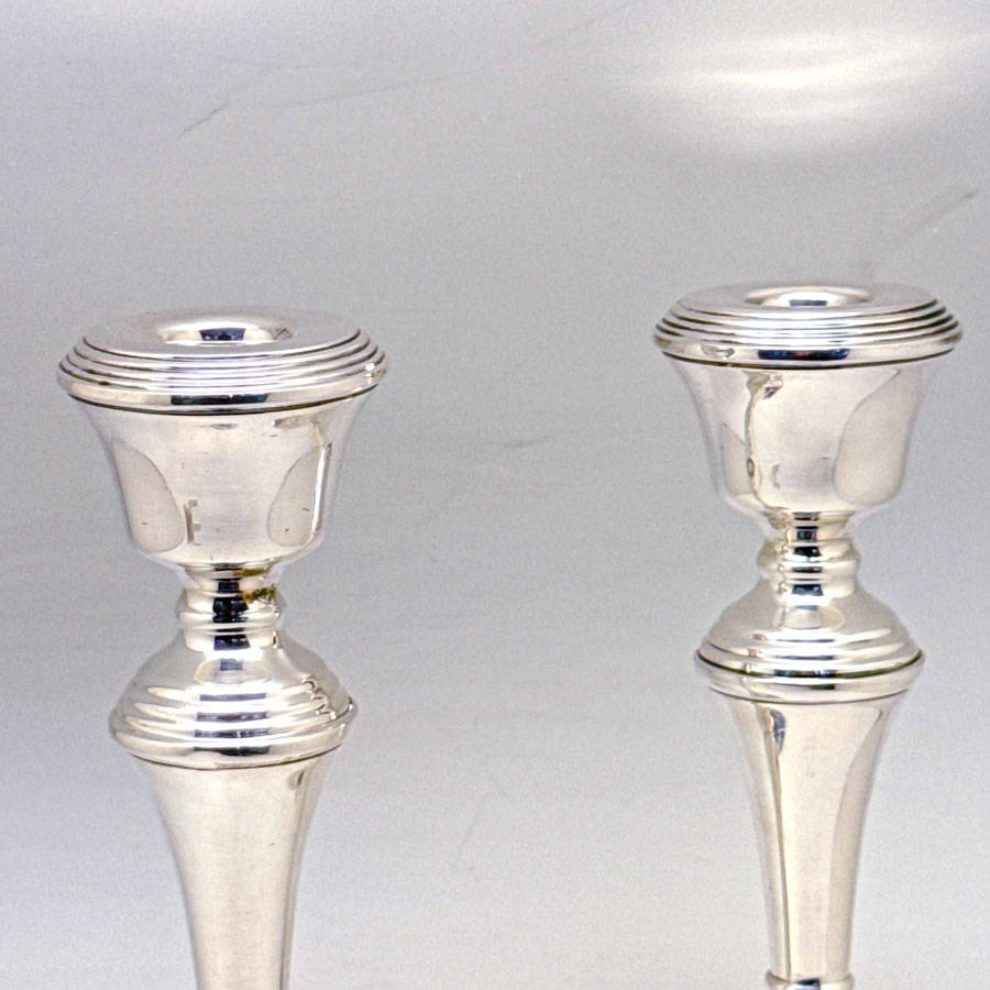 Hallmarked Silver Pair Candlesticks Birmingham 1950