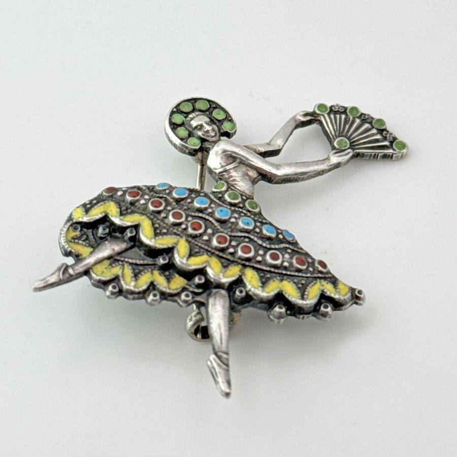 Candida Sterling Silver And Enamel Ballet Dancer Brooch