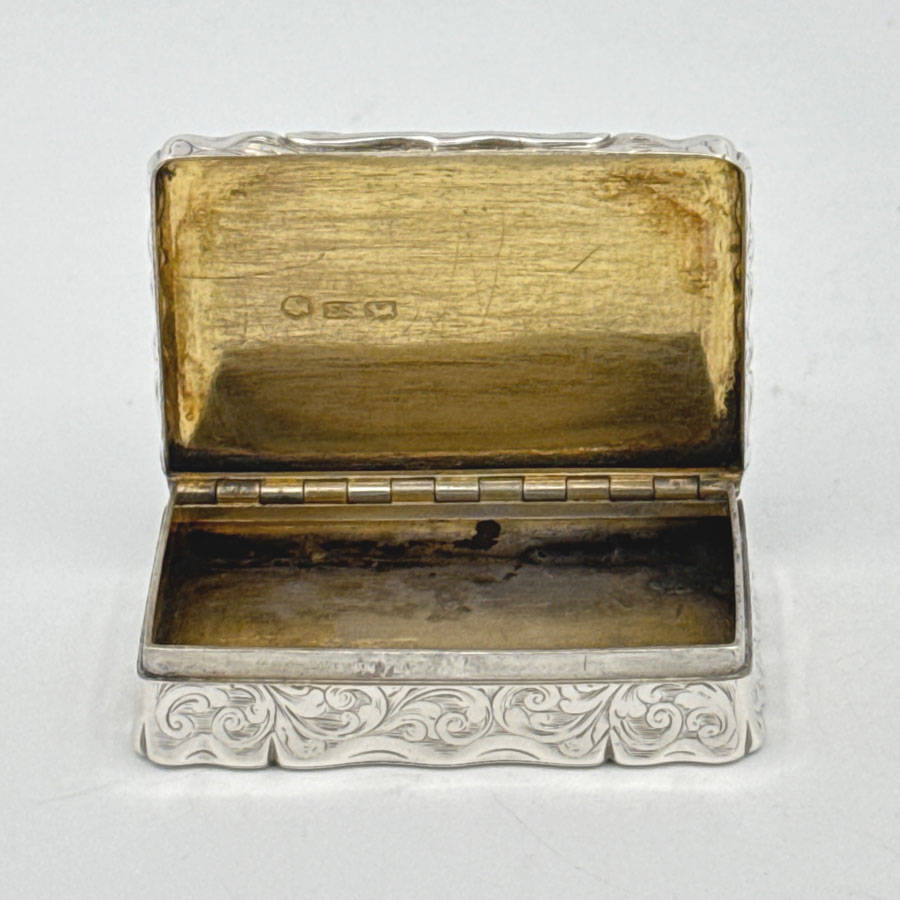 Hallmarked Silver Victorian Snuff Box Birmingham 1845