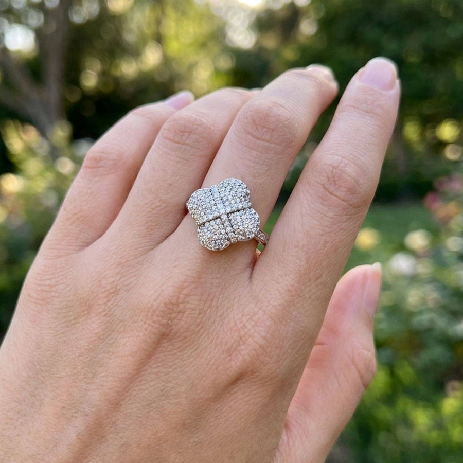 9ct White Gold Diamond Cluster Ring