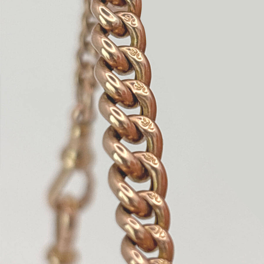 Victorian 9ct Rose Gold Fob Chain With TBar And Medallion